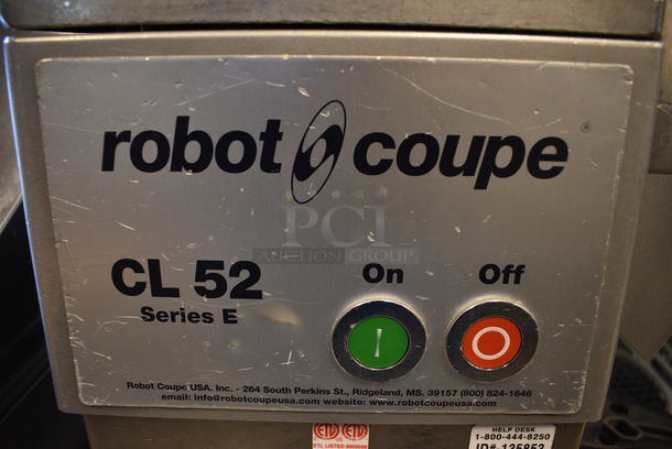 AWESOME! Robot Coupe Model CL52 Series E Stainless Steel Commercial Countertop Food Processor w/ Continuous Feed Head, 2 Blades and Cover. 120 Volts, 1 Phase. 14x12x27. Tested and Working! - Image 7 of 9