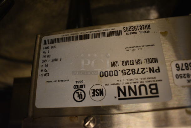 NICE! 2014 Bunn Model SH SERVER Stainless Steel Satellite Server on 2014 Bunn Model 1SH STAND Stainless Steel Commercial Countertop Coffee Server Stand w/ Drip Tray. 120 Volts, 1 Phase. 10x18x24. Tested and Working! - Image 6 of 6
