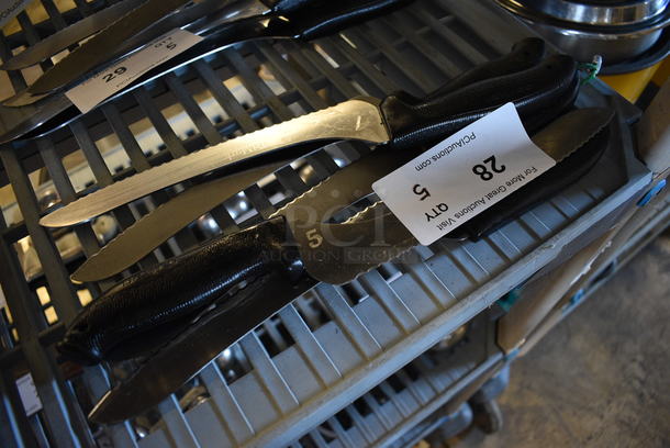 5 Metal Serrated Bread Knives. 14". 5 Times Your Bid! - Image 1 of 2