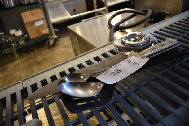 5 Various Utensils; Serving Spoon, Soda Spoon, Egg Slicer, Knife and Poly Spatula. 5 Times Your Bid! - Image 2 of 4