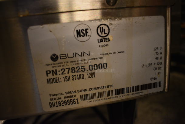 NICE! 2014 Bunn Model 1SH STAND Stainless Steel Commercial Countertop Coffee Server Stand w/ Drip Tray. 120 Volts, 1 Phase. 10x18x11.5. Tested and Working! - Image 7 of 7