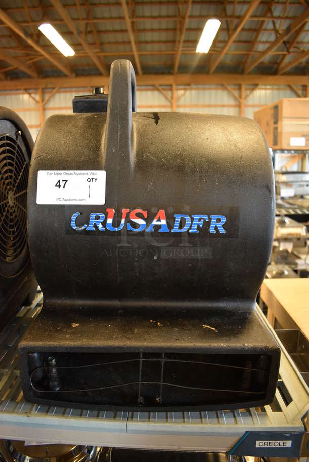 Crusader Model 3500BLK Black Poly Floor Fan. 15x22x21. Tested and Working!