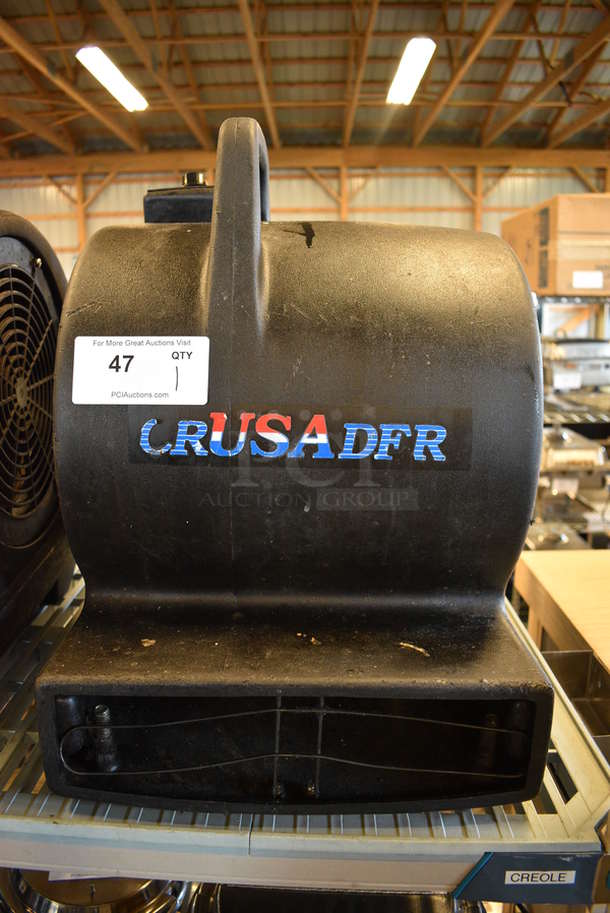 Crusader Model 3500BLK Black Poly Floor Fan. 15x22x21. Tested and Working! - Image 1 of 3