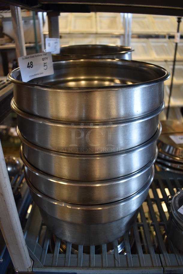 5 Stainless Steel Cylindrical Drop In Bins. 11x11x6. 5 Times Your Bid!