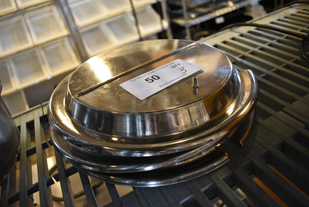 3 Stainless Steel Round Center Hinge Lids. 12x12x2. 3 Times Your Bid! - Image 2 of 2