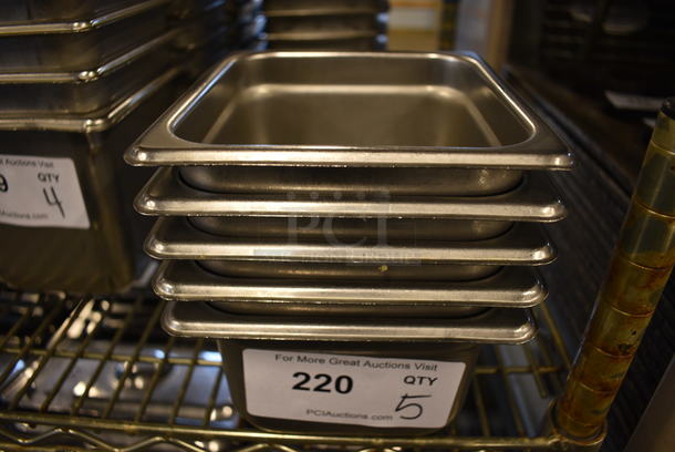 5 Stainless Steel 1/6 Size Drop In Bins. 1/6x4. 5 Times Your Bid! - Image 1 of 3
