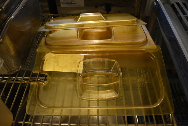 5 Poly Amber Colored 1/3 Size Drop In Bin Lids. 5 Times Your Bid! - Image 1 of 3
