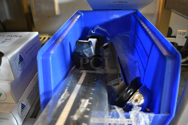 ALL ONE MONEY! Lot of Various Items In Blue Container Including Paper Cups! - Image 2 of 3