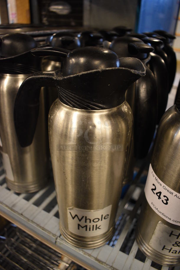 5 Stainless Steel Pitchers w/ Black Poly Lids. 6x4x11. 5 Times Your Bid! - Image 2 of 3