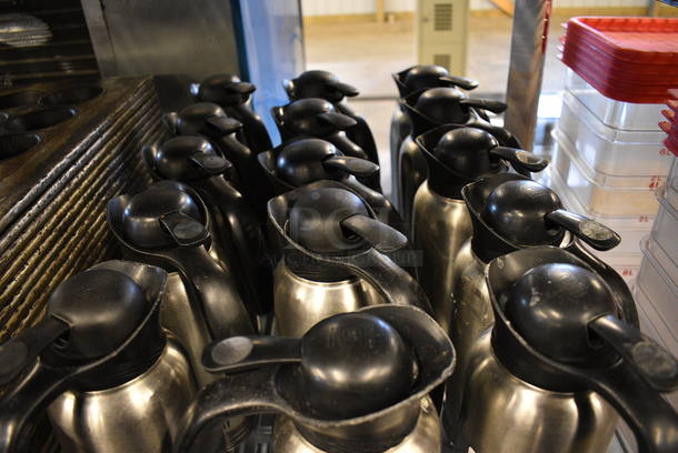 5 Stainless Steel Pitchers w/ Black Poly Lids. 6x4x11. 5 Times Your Bid! - Image 3 of 3