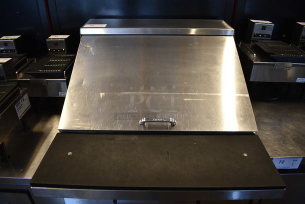 SWEET! 2016 True Model TSSU-27-12M-C-HC Stainless Steel Commercial Sandwich Salad Bain Marie Mega Top w/ Cutting Board on Commercial Casters. 115 Volts, 1 Phase. 27.5x34x45. Tested and Working! - Image 3 of 6