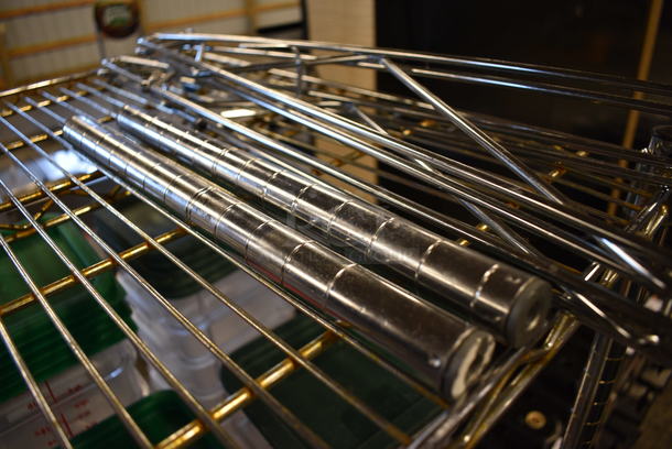 ALL ONE MONEY! Lot of 2 Chrome Finish Bracket and 2 Poles! 26x1.5x14 - Image 2 of 2