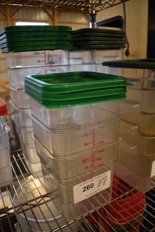 8 Clear Poly 4 Quart Containers w/ 8 Green Lids. 7x7x7. 8 Times Your Bid! - Image 2 of 3