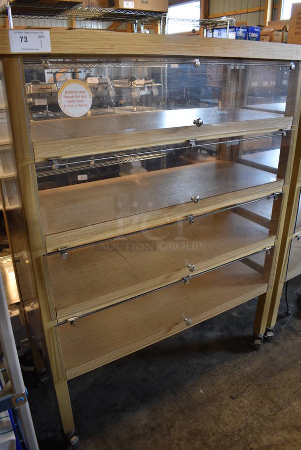 Wood Pattern 5 Tier Shelving Unit w/ Poly Flaps. 52.5x19.5x63 - Image 2 of 4
