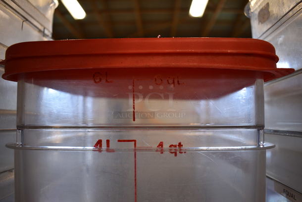 2 Clear Poly 6 Quart Containers w/ 2 Red Lids. 9x9x7. 2 Times Your Bid! - Image 4 of 4