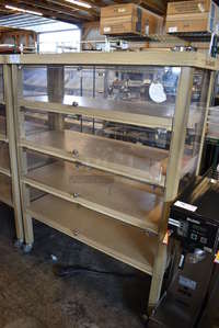 Wood Pattern 5 Tier Shelving Unit w/ Poly Flaps. 49.5x19.5x63