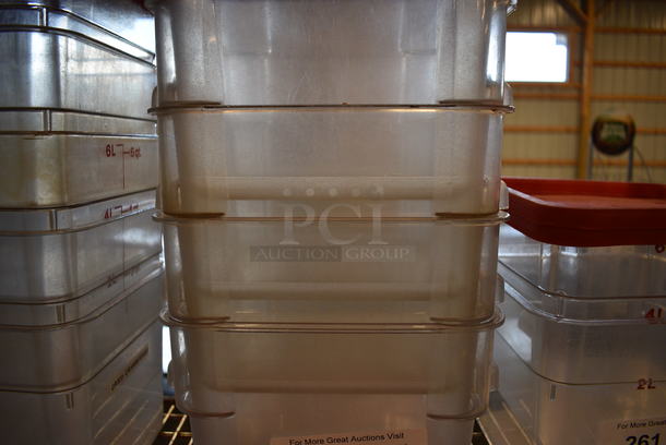 5 Clear Poly 6 Quart Containers w/ 6 Red Lids. 9x9.5x7. 5 Times Your Bid! - Image 3 of 3