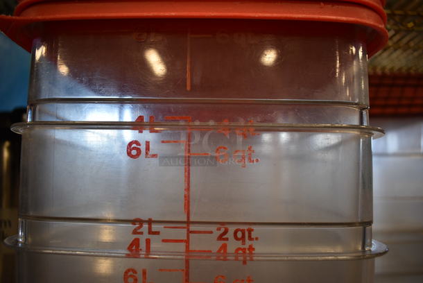 10 Clear Poly 6 Quart Containers w/ 10 Red Lids. 9x9x7. 10 Times Your Bid! - Image 3 of 3