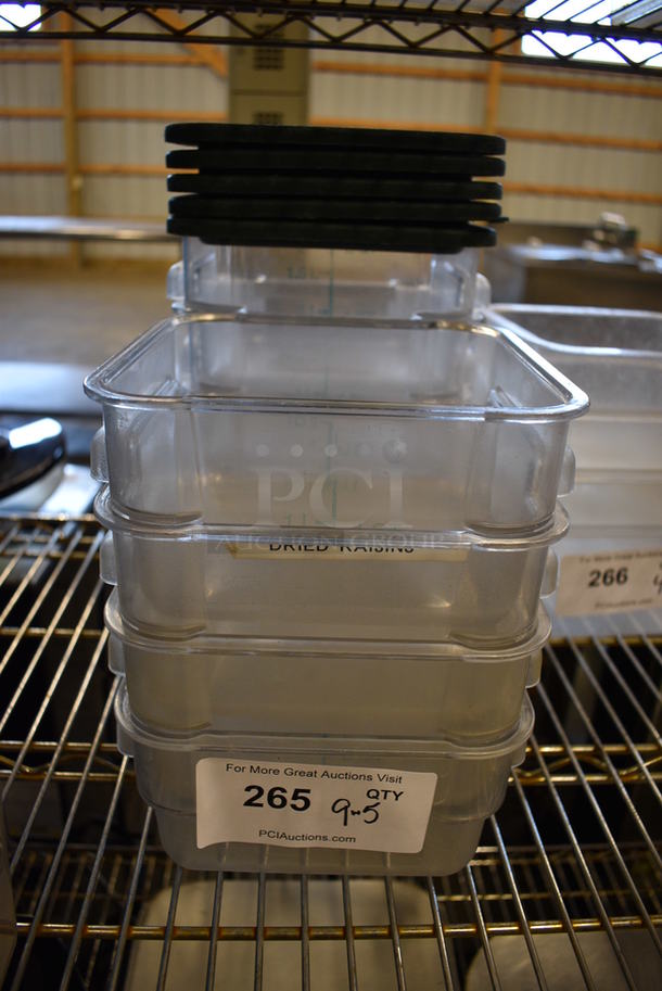 9 Clear Poly 2 Quart Containers w/ 5 Green Lids. 7x8x4. 9 Times Your Bid! - Image 1 of 4