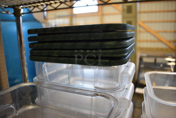 9 Clear Poly 2 Quart Containers w/ 5 Green Lids. 7x8x4. 9 Times Your Bid! - Image 4 of 4