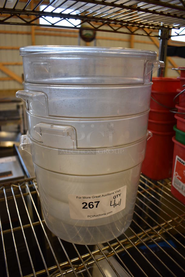 4 Poly Clear Cylindrical Containers w/ 1 Lid. 9x10x8. 4 Times Your Bid! - Image 2 of 3