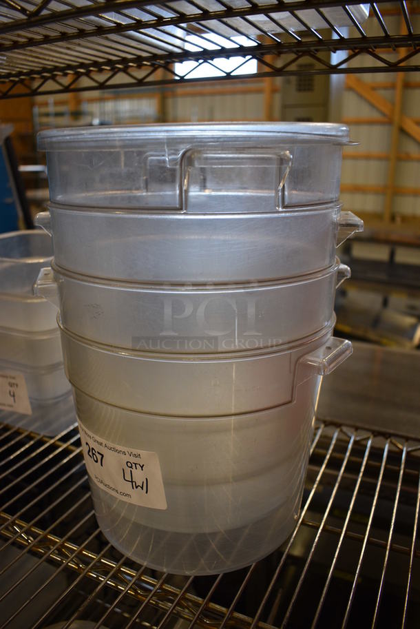 4 Poly Clear Cylindrical Containers w/ 1 Lid. 9x10x8. 4 Times Your Bid! - Image 3 of 3