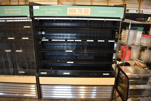 GREAT! Structural Oasis Model B62EW Stainless Steel Commercial Open Grab N Go Merchandiser w/ Metal Shelves on Commercial Casters. Missing Right Side Glass Pane. 115/230 Volts, 1 Phase. 66x25x83. Unit Was Working When Removed