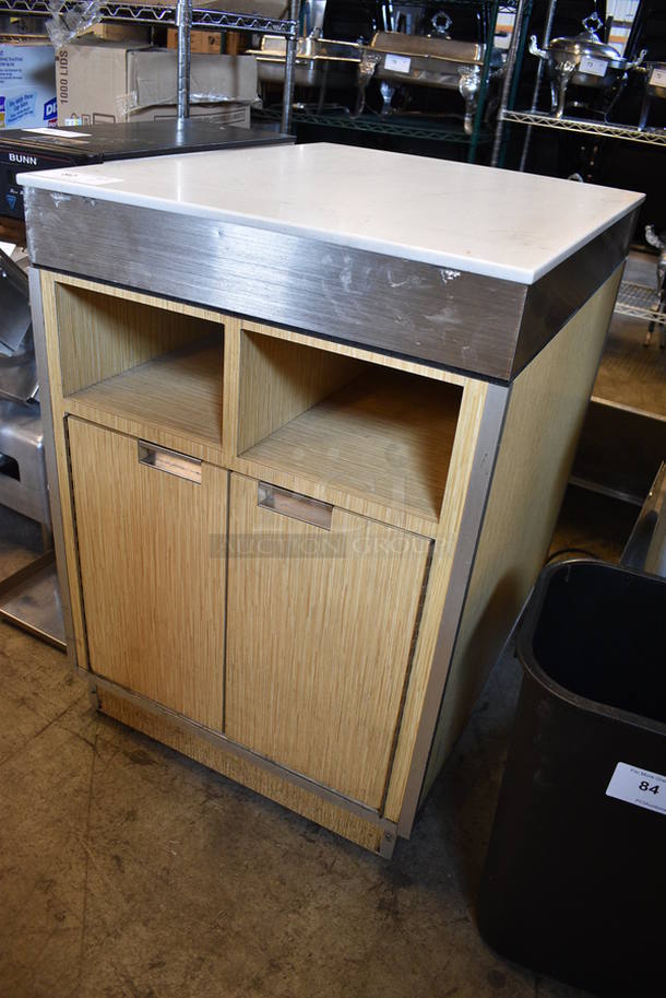 Wood Pattern Counter w/ 2 Doors and Stone Pattern Countertop on Commercial Casters. 24x30x34 - Image 2 of 5