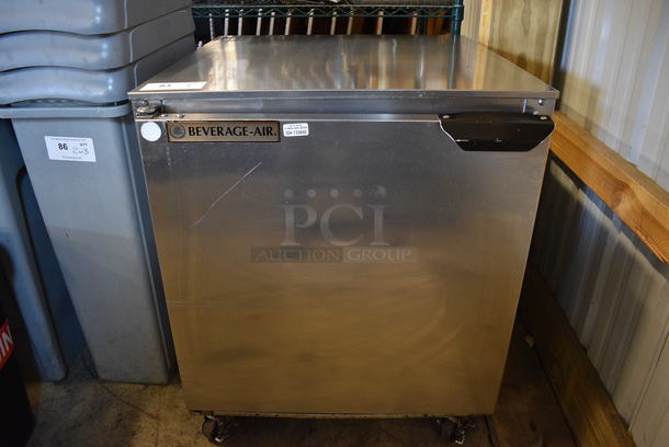 GREAT! Beverage Air Model UCR27A-24-23 Stainless Steel Commercial Single Door Work Top Cooler on Commercial Casters. 115 Volts, 1 Phase. 27x30x32. Tested and Working!