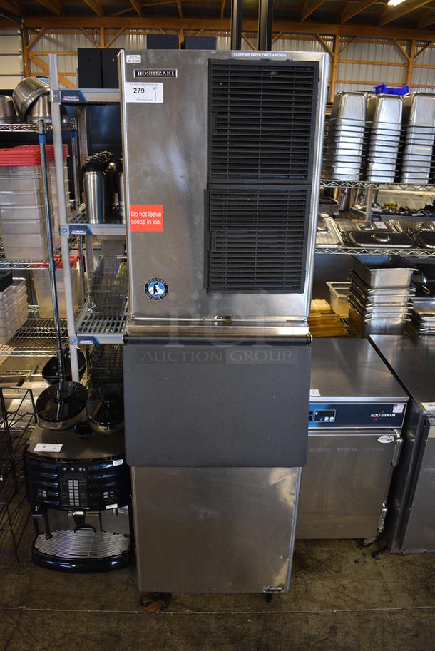 GORGEOUS! 2012 Hoshizaki Model KM-515MAH Stainless Steel Commercial Ice Machine Head on Stainless Steel Commercial Ice Bin. 115-120 Volts, 1 Phase. 22.5x33x77. Unit Was Working When Removed