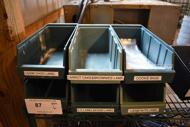 6 Poly Countertop Bins. 5x12x4. 6 Times Your Bid!