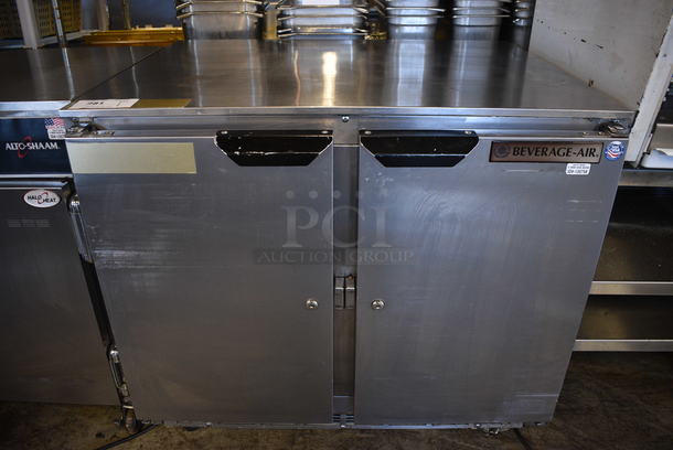 NICE! Beverage Air Model UCR36A-09-23 Stainless Steel Commercial 2 Door Work Top Cooler on Commercial Casters. 115 Volts, 1 Phase. 36x30x32. Tested and Working! - Image 1 of 5