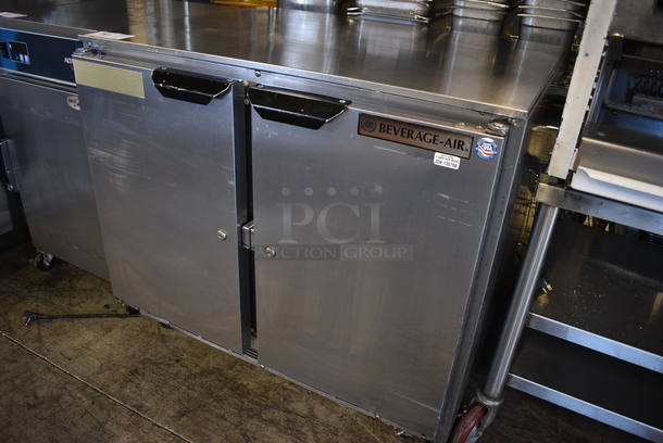 NICE! Beverage Air Model UCR36A-09-23 Stainless Steel Commercial 2 Door Work Top Cooler on Commercial Casters. 115 Volts, 1 Phase. 36x30x32. Tested and Working! - Image 2 of 5
