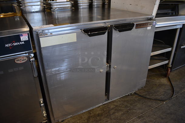 NICE! Beverage Air Model UCR36A-09-23 Stainless Steel Commercial 2 Door Work Top Cooler on Commercial Casters. 115 Volts, 1 Phase. 36x30x32. Tested and Working! - Image 3 of 5
