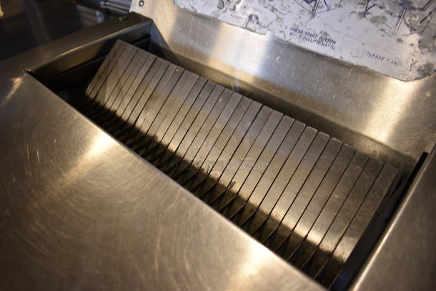AWESOME! Oliver Model 711 Stainless Steel Commercial Bread Loaf Slicer on Stainless Steel Commercial Equipment Stand w/ Commercial Casters. 115 Volts, 1 Phase. 25x29x48. Tested and Working! - Image 4 of 7