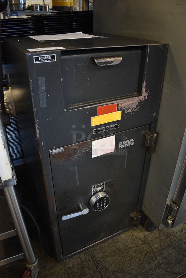 Boston Black Metal Single Compartment Drop Safe. Comes w/ Combination! Does Not Come w/ Key for Inner Compartment. 20x21x40 - Image 2 of 10