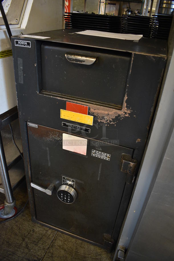 Boston Black Metal Single Compartment Drop Safe. Comes w/ Combination! Does Not Come w/ Key for Inner Compartment. 20x21x40 - Image 3 of 10