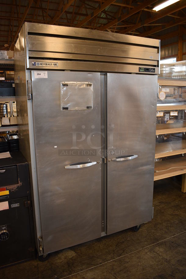 GREAT! Beverage Air Model ER48-1AS Stainless Steel Commercial 2 Door Reach In Cooler on Commercial Casters. 115 Volts, 1 Phase. 52x33x83.5. Tested and Powers On But Does Not Get Cold - Image 2 of 7
