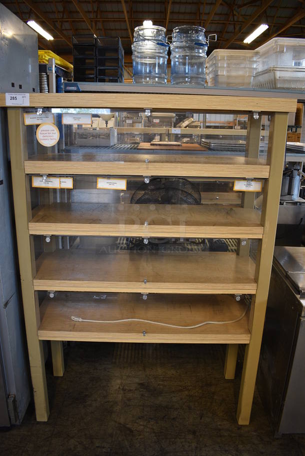 Wood Pattern 5 Tier Shelving Unit w/ Poly Flaps. 49.5x19.5x69.5 - Image 1 of 4
