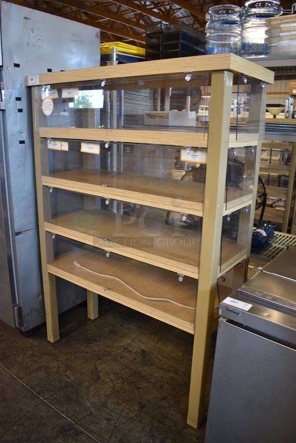 Wood Pattern 5 Tier Shelving Unit w/ Poly Flaps. 49.5x19.5x69.5 - Image 3 of 4