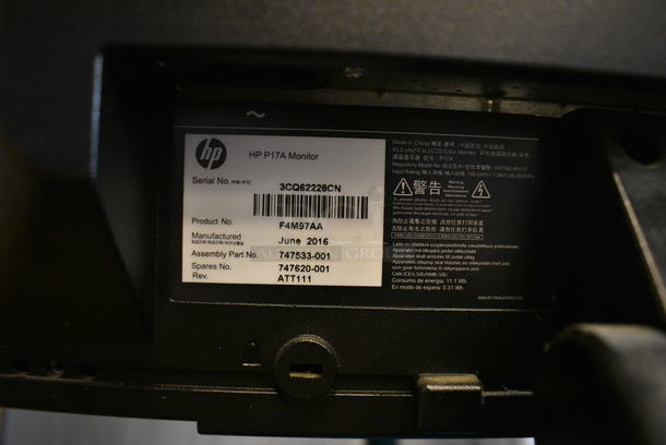 HP Model HSTND-4011-F 17" Computer Monitor w/ Keyboard - Image 5 of 5