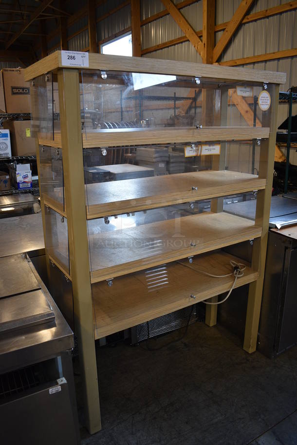 Wood Pattern 5 Tier Shelving Unit w/ Poly Flaps. 49.5x19.5x69.5 - Image 2 of 3