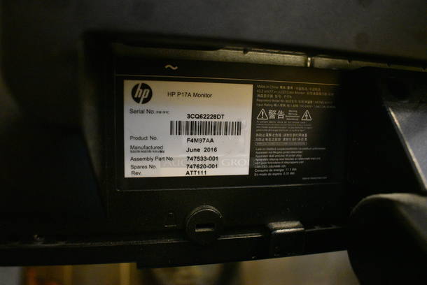 HP Model HSTND-4011-F 17" Computer Monitor w/ Epson Model M129M Receipt Printer, Cash Drawer, Keyboard and Computer Mouse - Image 4 of 5