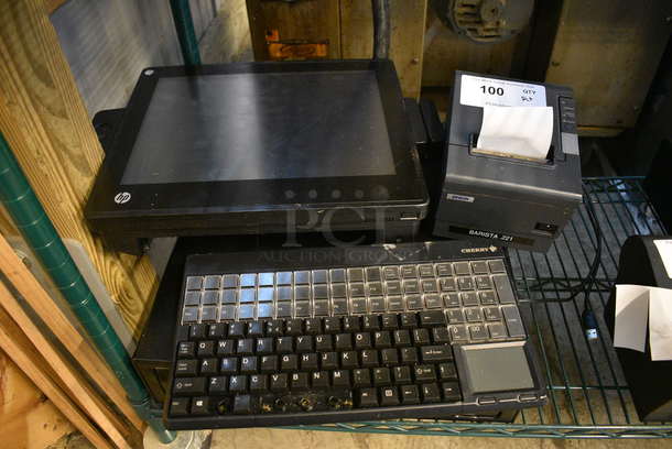 HP Model TPC-W008 15" Computer Monitor w/ Epson Model M129M Receipt Printer, Cash Drawer and Keyboard. - Image 1 of 5