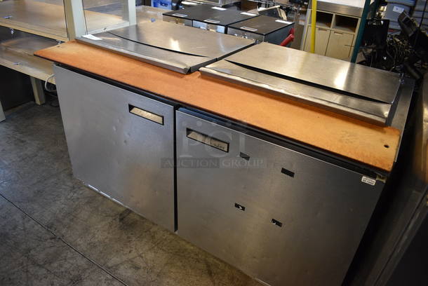 WOW! 2014 Delfield Model 4460N-24M-ABP2 Stainless Steel Commercial Prep Table w/ Cutting Board, 2 Lids and 2 Doors on Commercial Casters. 115 Volts, 1 Phase. 60x34x36. Tested and Working! - Image 3 of 7