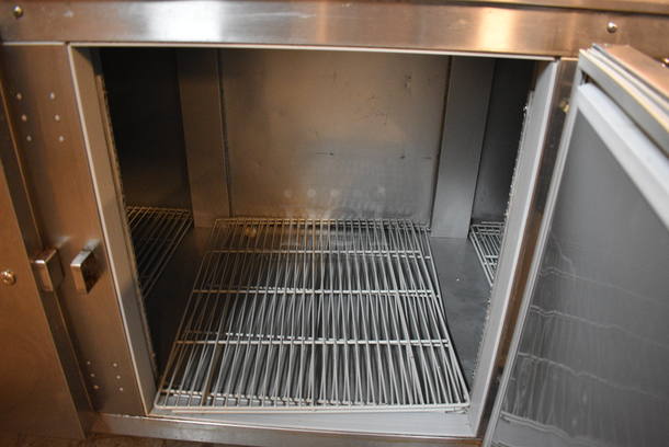SWEET! Beverage Air Model UCR93A-09-003 Stainless Steel Commercial 3 Door Work Top Cooler on Commercial Casters. 115 Volts, 1 Phase. 93x33x32. Tested and Powers On But Does Not Get Cold - Image 5 of 7