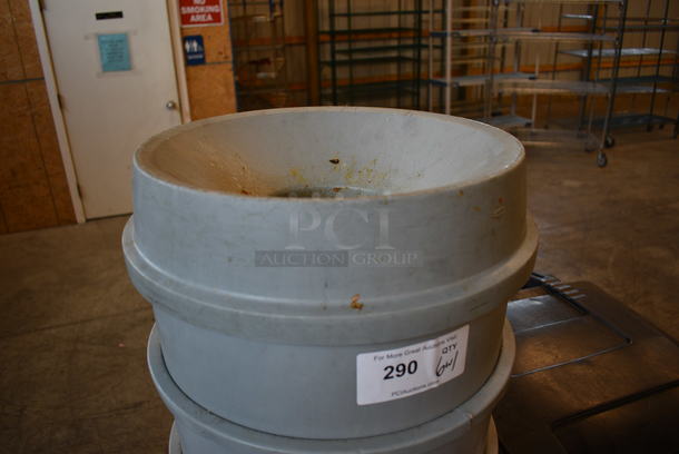 6 Gray Poly Trash Cans w/ 1 Lid. 16x16x30. 6 Times Your Bid! - Image 2 of 3