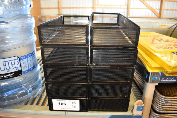 10 Black Metal Bins. 6x15x2.5. 10 Times Your Bid!