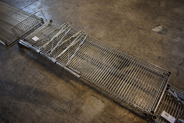 ALL ONE MONEY! Lot of 2 Chrome Metro Shelves and 2 Poles w/ 2 Brackets on Each. 60x18x34 - Image 1 of 4