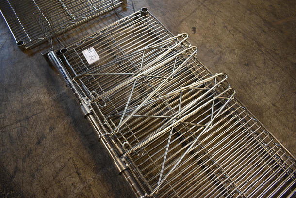 ALL ONE MONEY! Lot of 2 Chrome Metro Shelves and 2 Poles w/ 2 Brackets on Each. 60x18x34 - Image 2 of 4